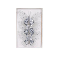 Set/3 Silver Glitter Butterfly Clips - Exquisite Homewares 