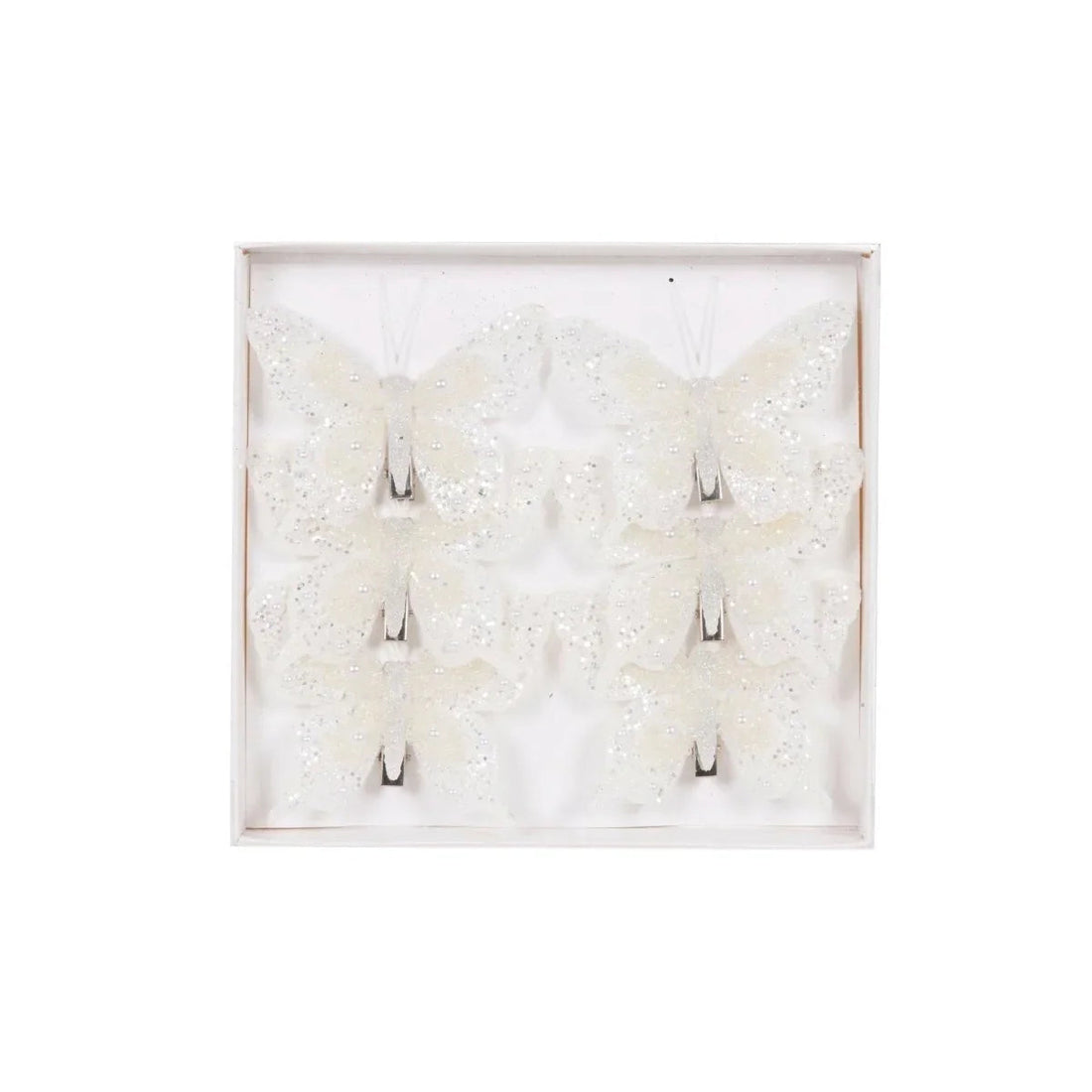 Set/6 Mini White Butterfly Clips - Exquisite Homewares 