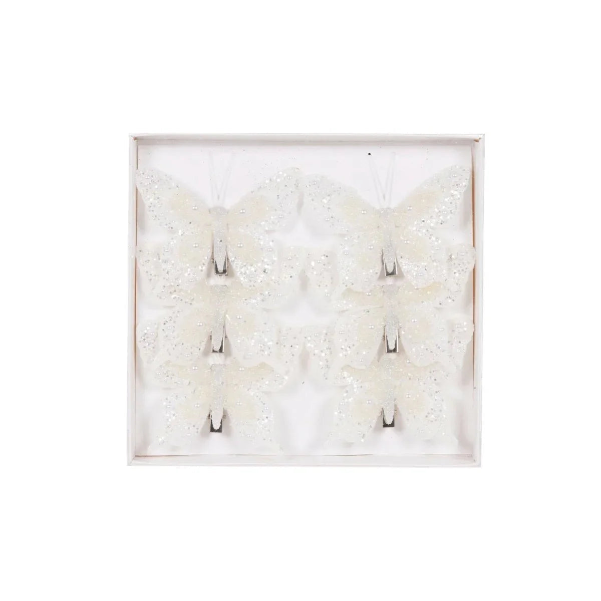 Set/6 Mini White Butterfly Clips - Exquisite Homewares 