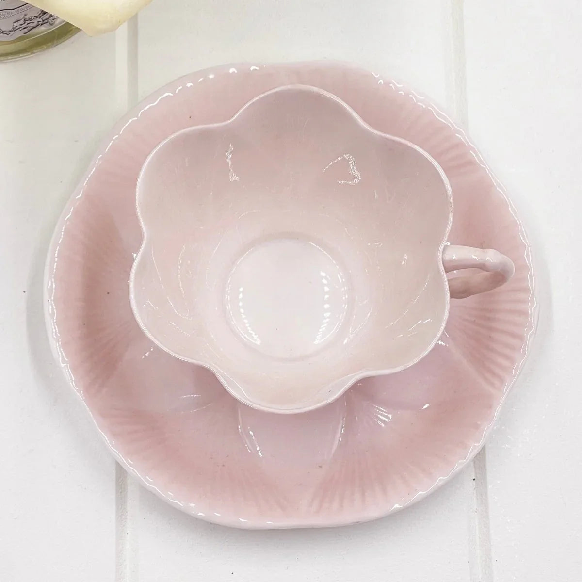 Shelley Dainty Pastel Pink Duo - Made in England - Exquisite Homewares 
