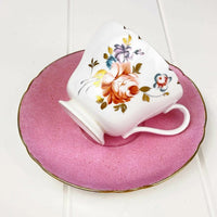 Shelley Un-Named Teacup Duo - Vintage Fine Bone China - Exquisite Homewares 