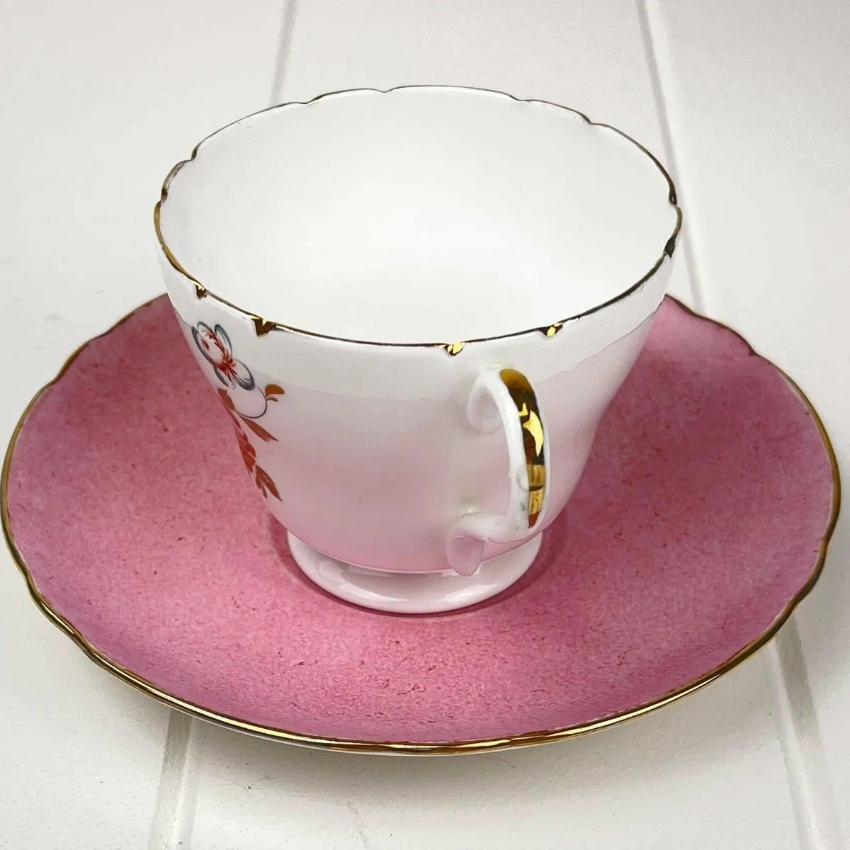 Shelley Un-Named Teacup Duo - Vintage Fine Bone China - Exquisite Homewares 