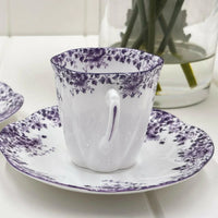 Shelley Vintage Dainty Mauve Demitasse Coffee Cup and Saucer Duo - Exquisite Homewares 