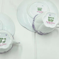 Shelley Vintage Dainty Mauve Demitasse Coffee Cup and Saucer Duo - Exquisite Homewares 