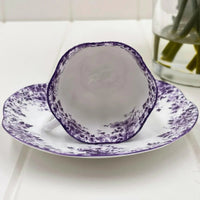 Shelley Vintage Dainty Mauve Demitasse Coffee Cup and Saucer Duo - Exquisite Homewares 