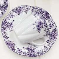 Shelley Vintage Dainty Mauve Demitasse Coffee Cup and Saucer Duo - Exquisite Homewares 