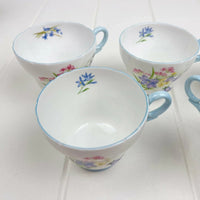 Shelley Vintage Wild Flowers 13668 Demitasse (Coffee) Cups x 3 - Exquisite Homewares 