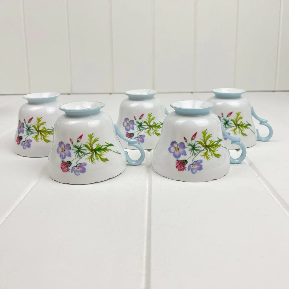 Shelley Vintage Wild Flowers 13668 Demitasse (Coffee) Cups x 3 - Exquisite Homewares 