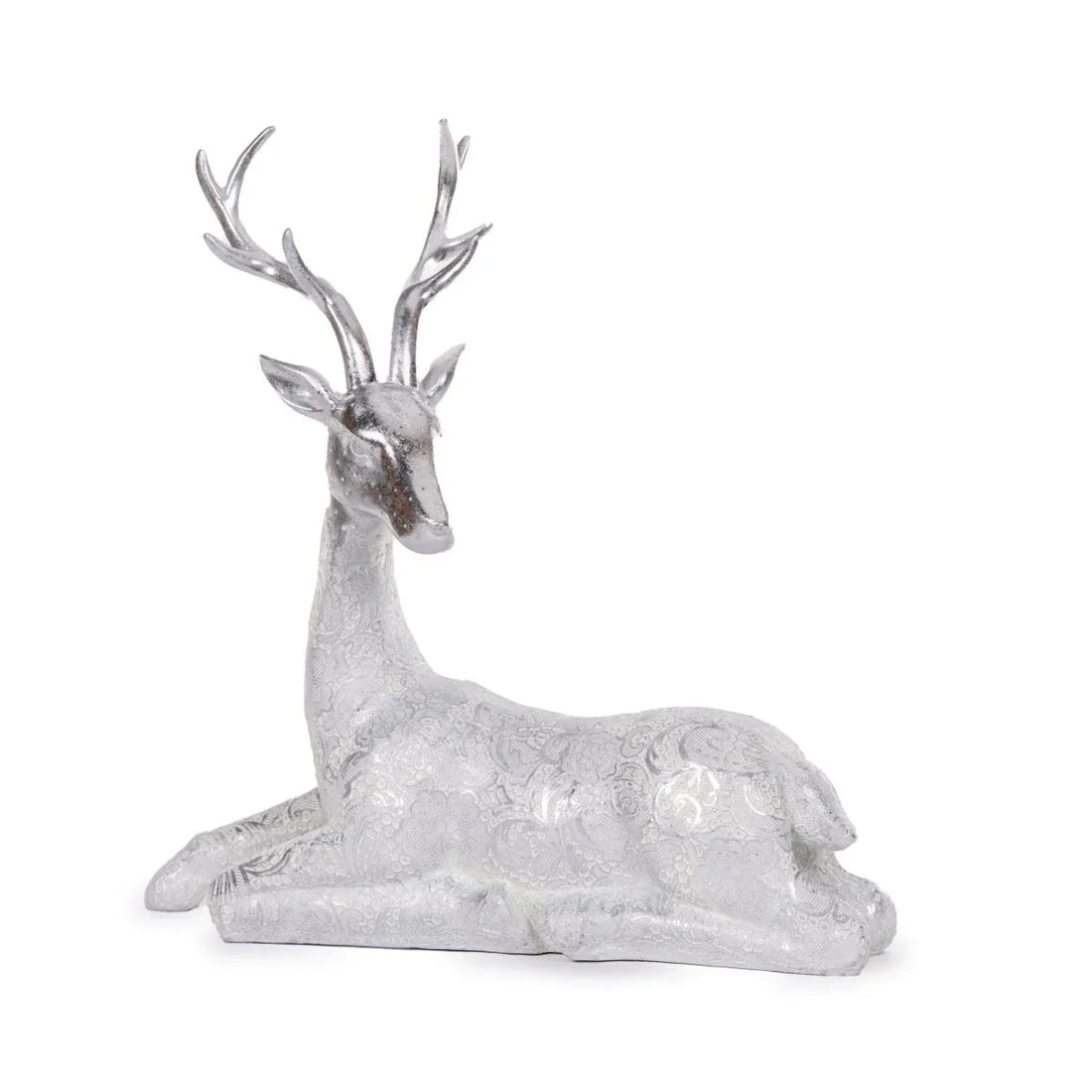 Silver Lace Reindeer Sitting - Exquisite Homewares 