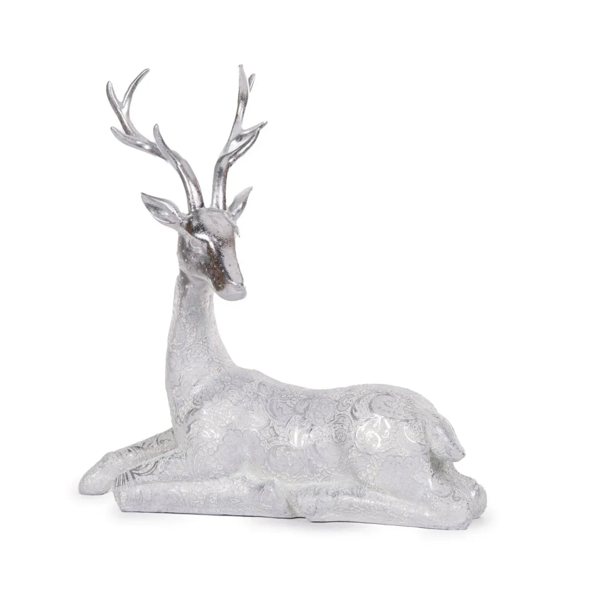 Silver Lace Reindeer Sitting - Exquisite Homewares 