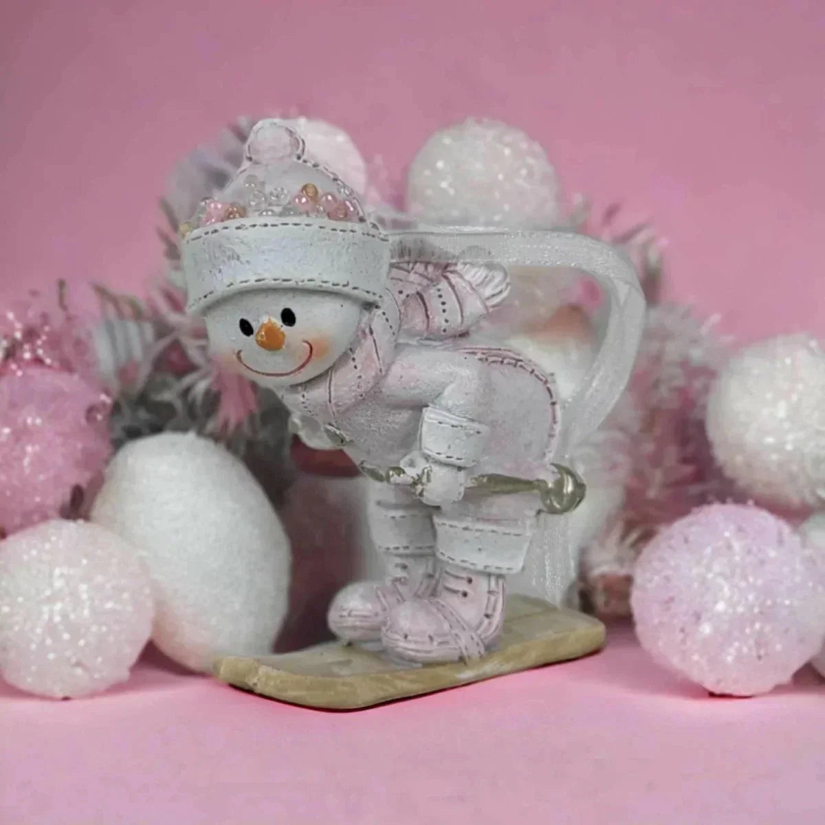 Skiing Snowman Christmas Tree Ornament - Exquisite Homewares 