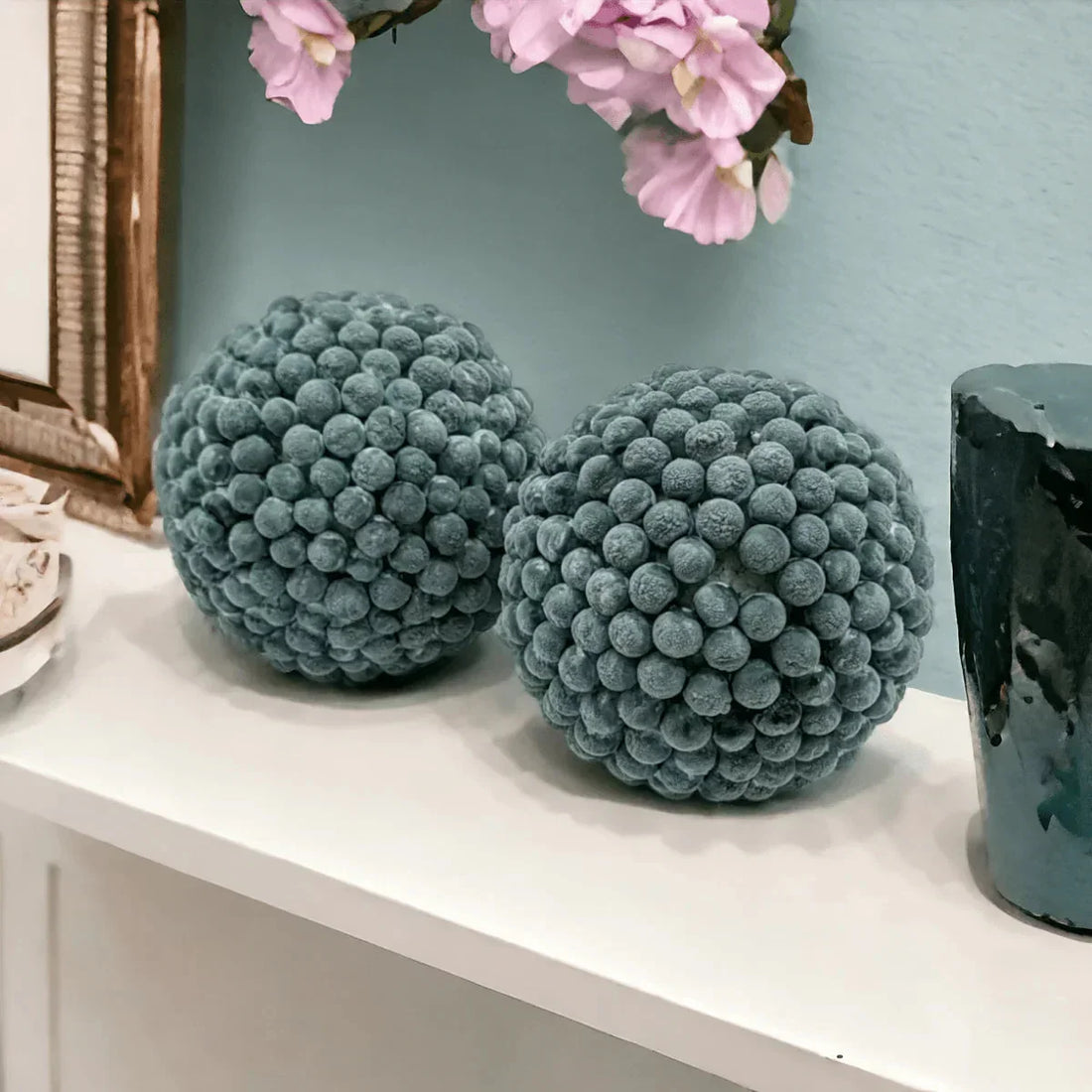 Steel Blue Deco Sphere - Exquisite Homewares 