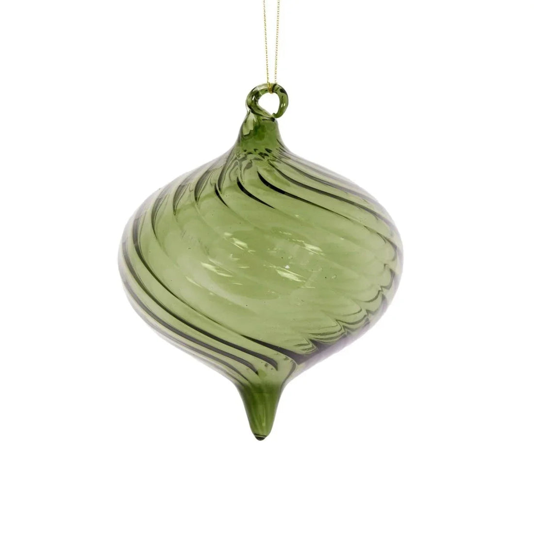 Transparent Green Swirl Onion Bauble - Exquisite Homewares 