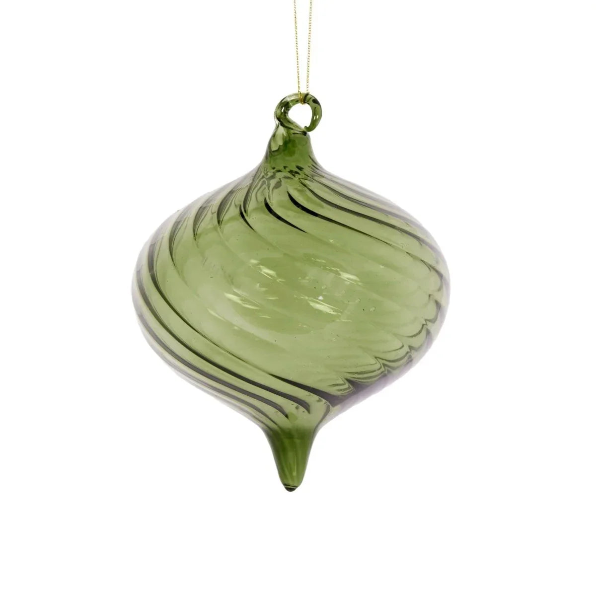 Transparent Green Swirl Onion Bauble - Exquisite Homewares 