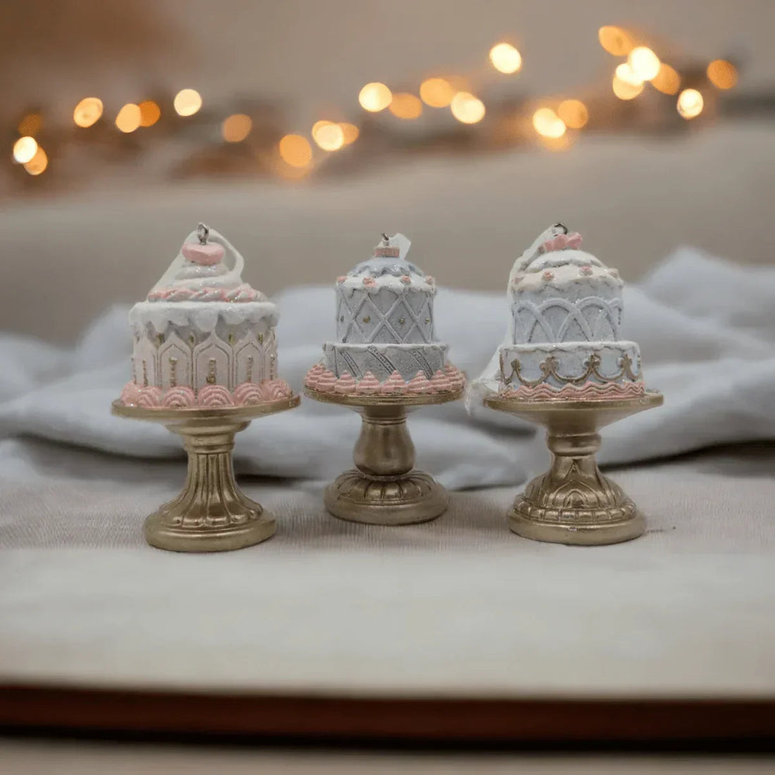 Two Tier Cake on Gold Stand - Exquisite Homewares 