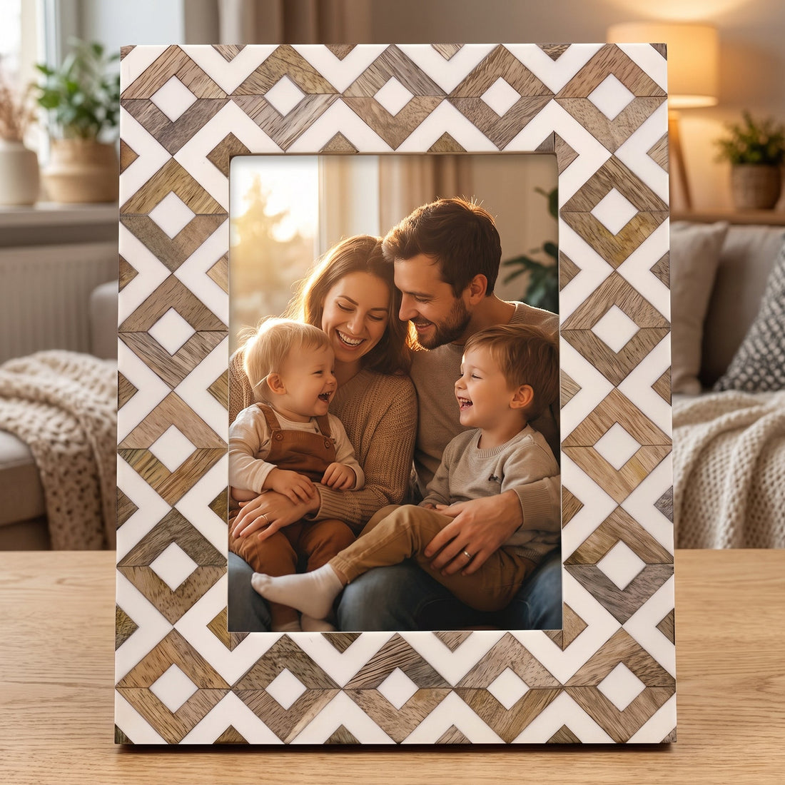 Manura 5x7" Photo Frame - Natural/White