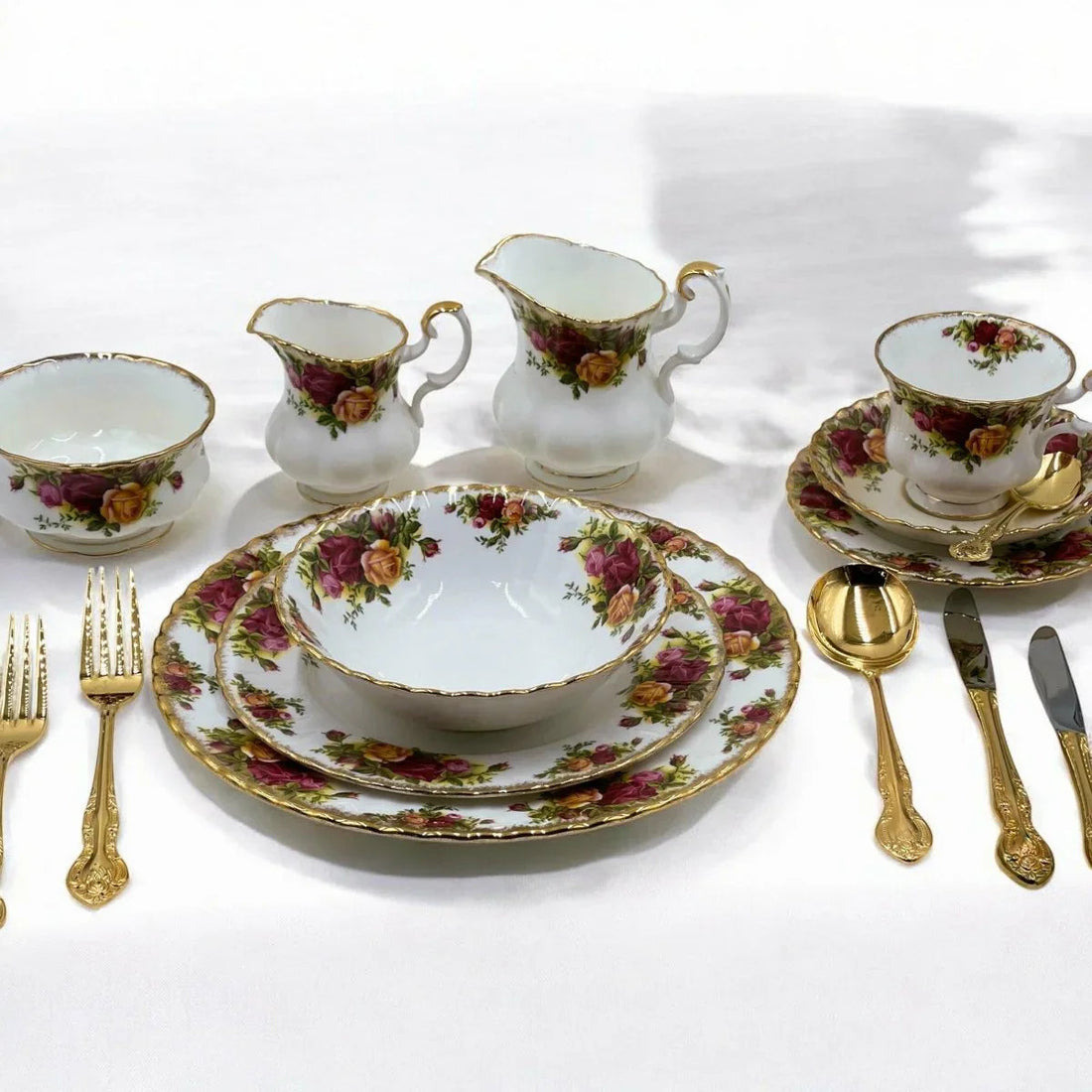 Vintage Rodd 24carat Gold Plated "Golden Glory" 6 person Cutlery Set with Serving Accessories - Exquisite Homewares 