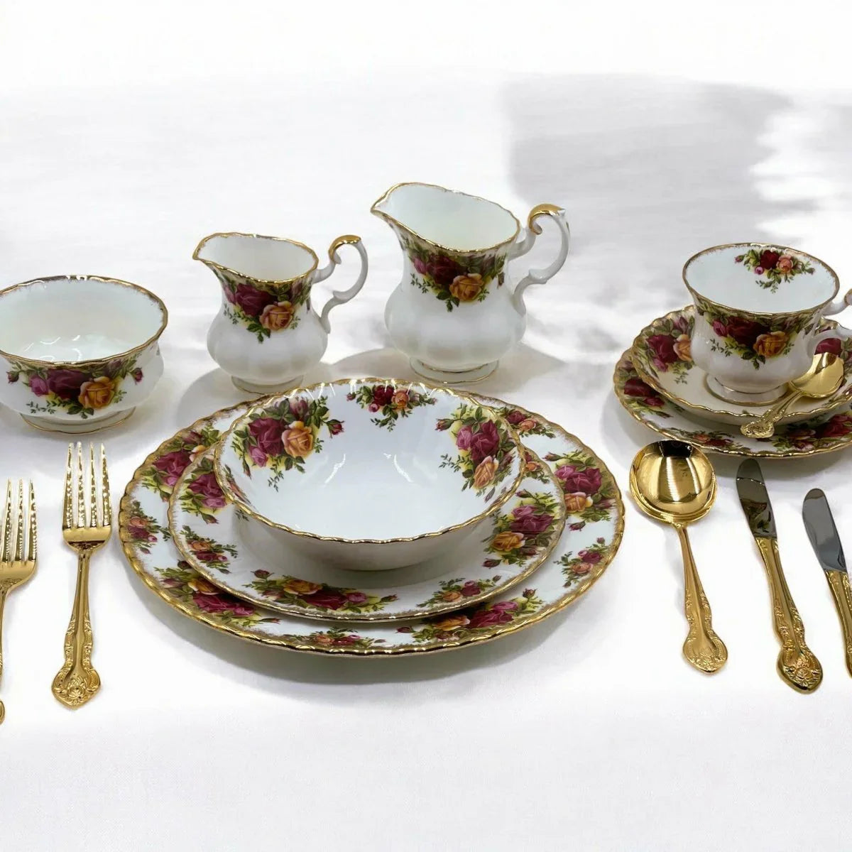 Vintage Rodd 24carat Gold Plated "Golden Glory" 6 person Cutlery Set with Serving Accessories - Exquisite Homewares 