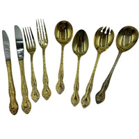 Vintage Rodd 24carat Gold Plated "Golden Glory" 6 person Cutlery Set with Serving Accessories - Exquisite Homewares 