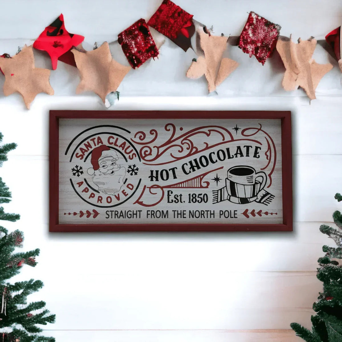 Wooden Santa Hot Chocolate Sign - Exquisite Homewares 