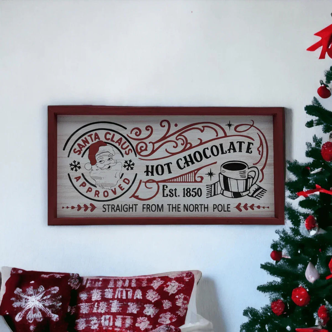 Wooden Santa Hot Chocolate Sign - Exquisite Homewares 