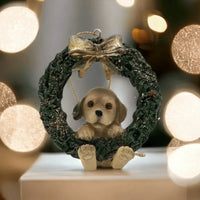 Wreaths with Dogs Hanging Christmas Ornaments - Exquisite Homewares 