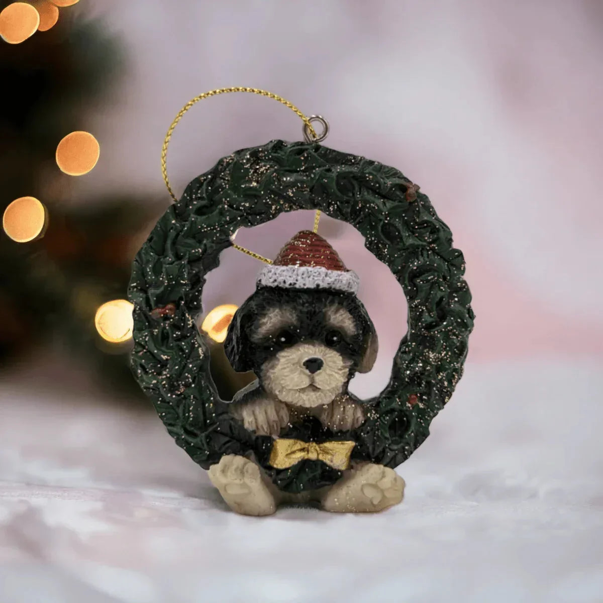 Wreaths with Dogs Hanging Christmas Ornaments - Exquisite Homewares 