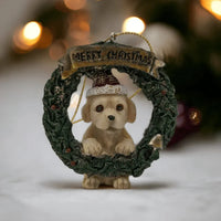 Wreaths with Dogs Hanging Christmas Ornaments - Exquisite Homewares 