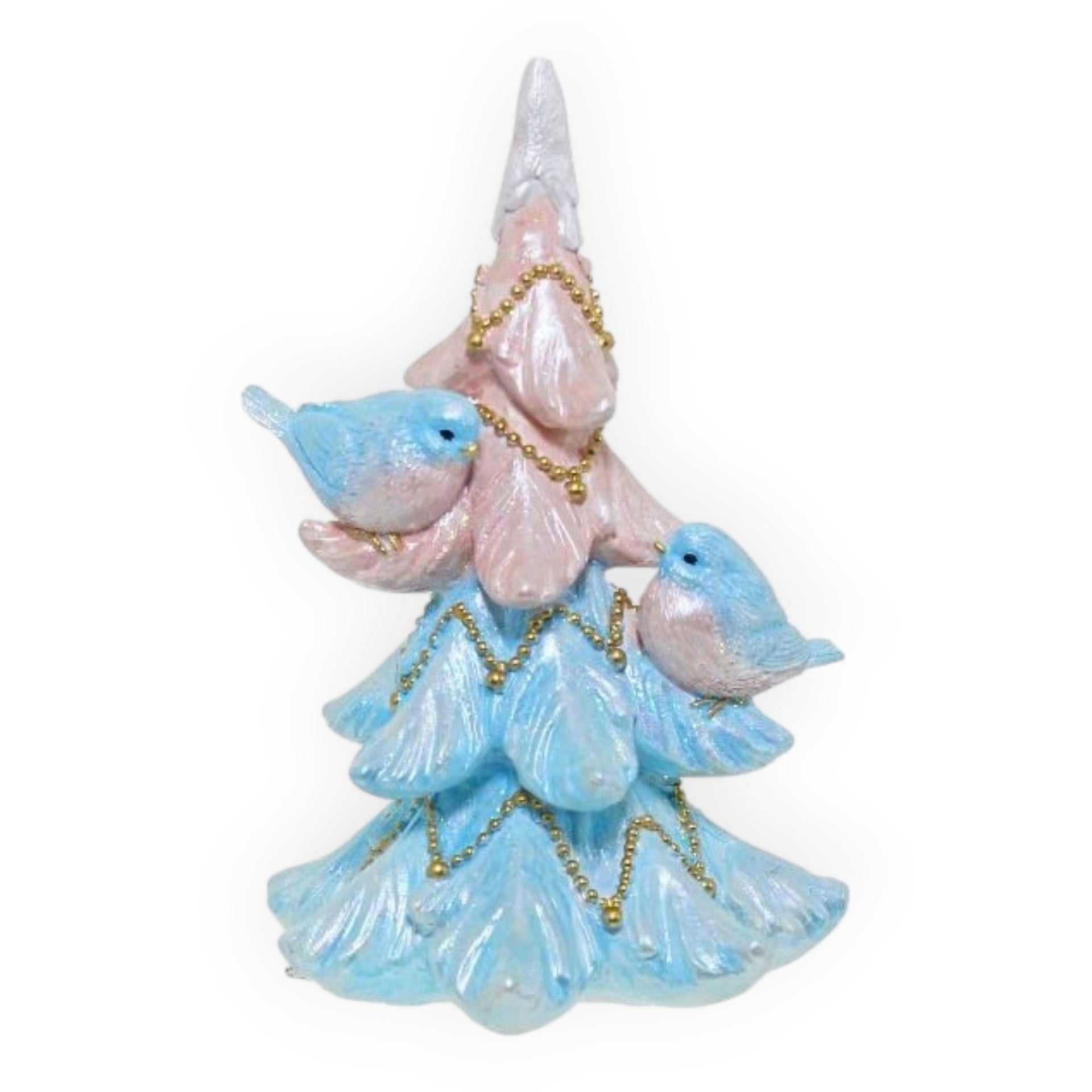 Pink & Blue Birds in a Tree or Basket