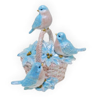 Pink & Blue Birds in a Tree or Basket