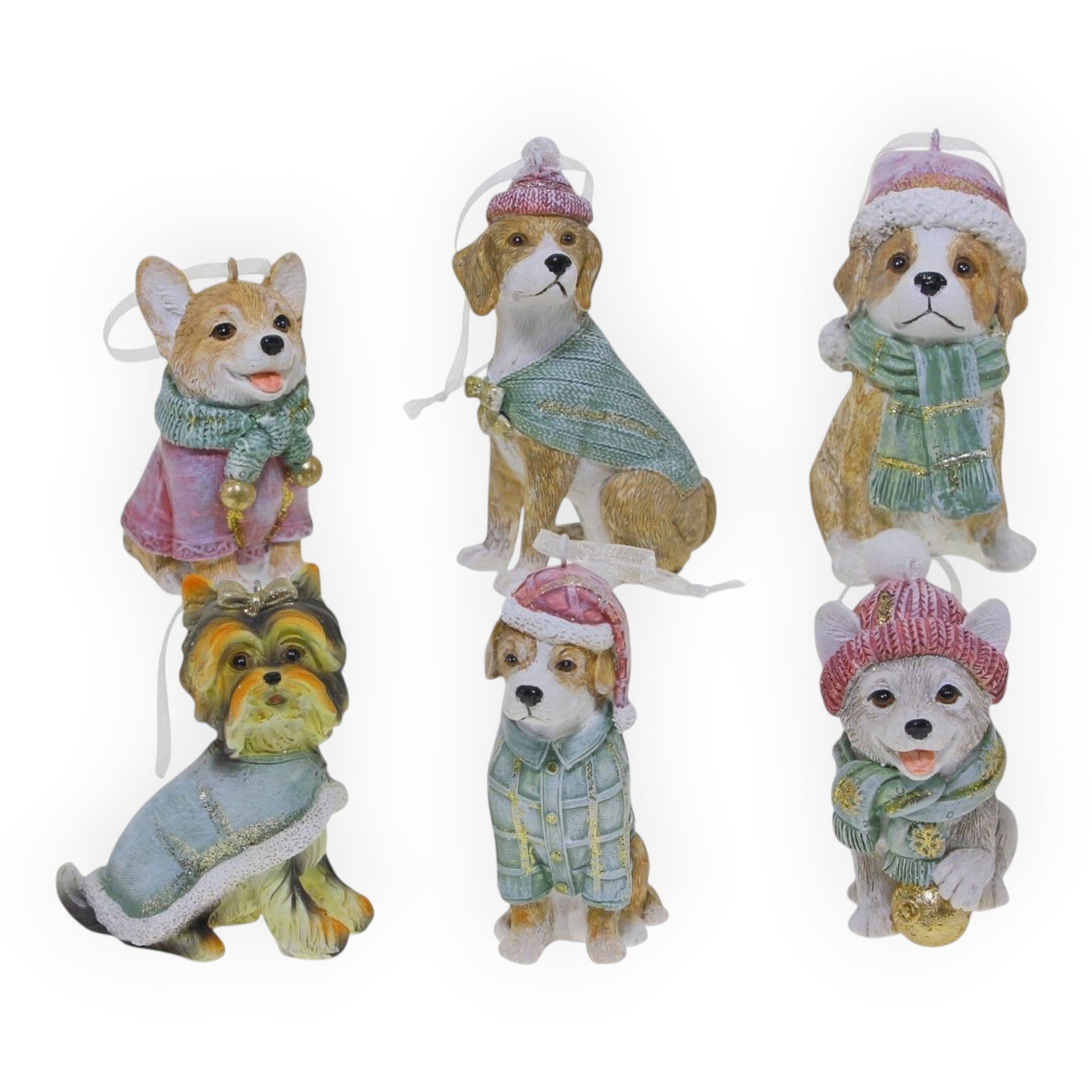 Pastel Christmas Dogs 10cm - Assorted