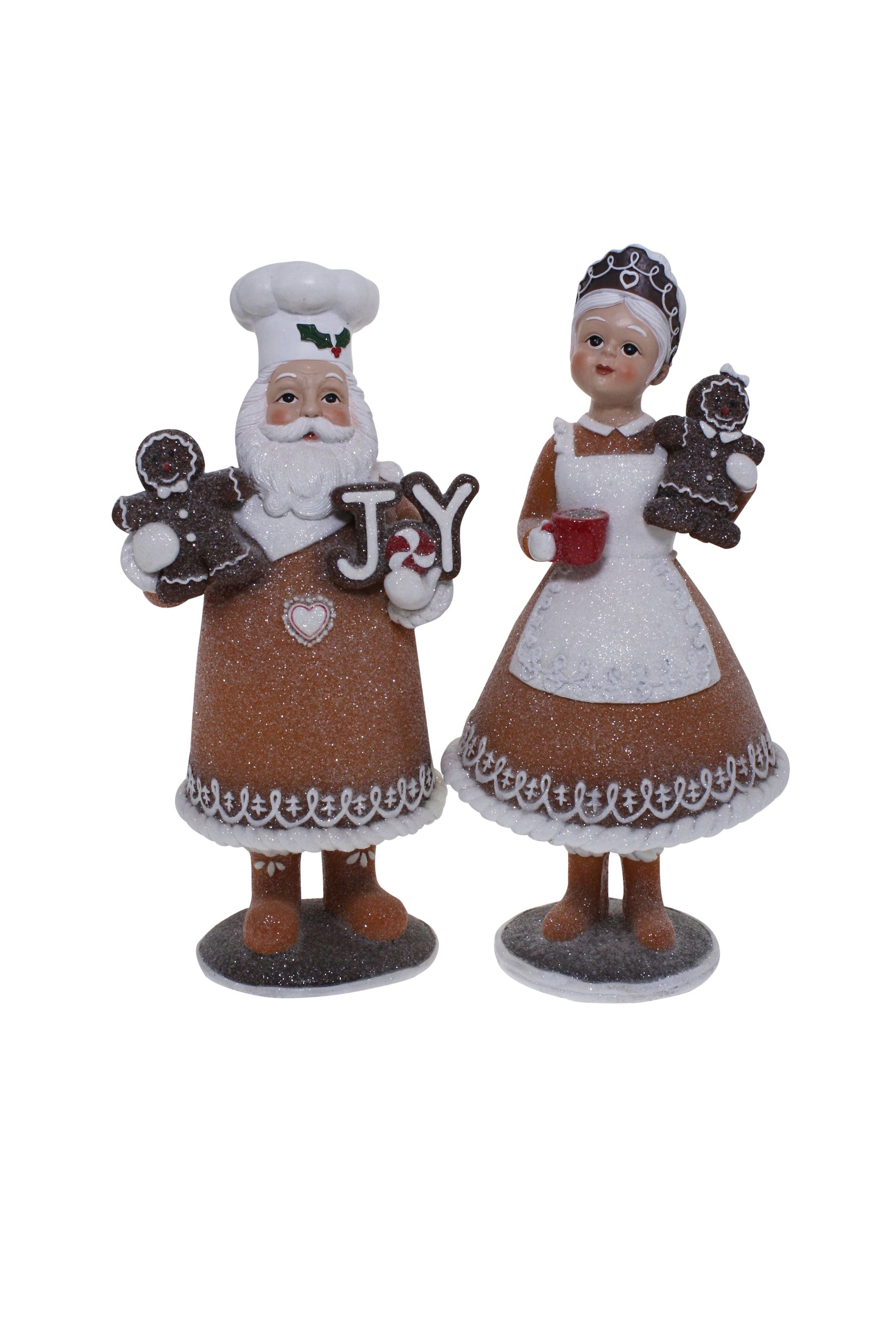 28cm Gingerbread Mr and Mrs Claus Decorations