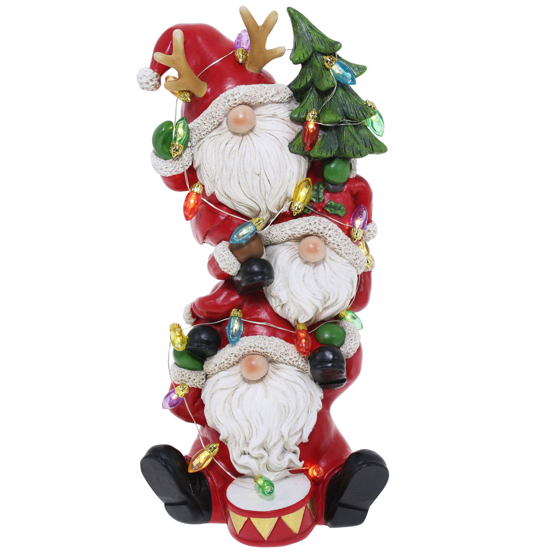 29cm Stacked Gnomes with LED Lights