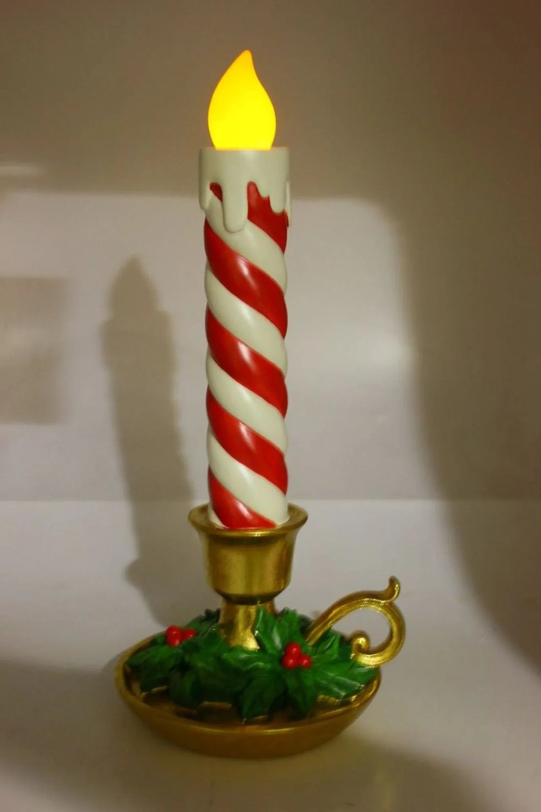 Festive Swirl Candle Red & White - 46cm
