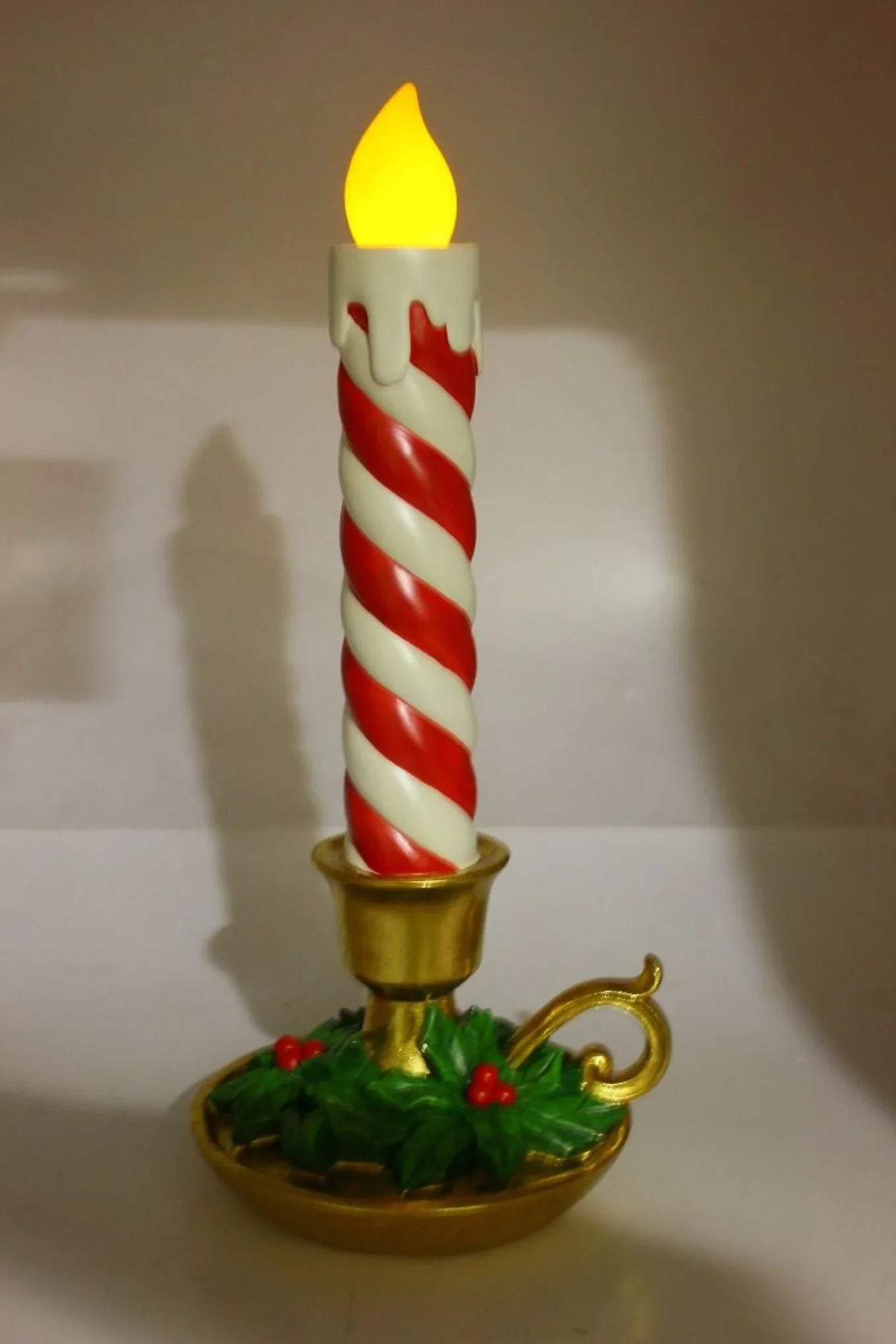 Festive Swirl Candle Red & White - 46cm