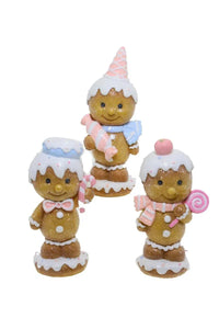 Adorable gingerbread figurines with candy canes and lollipops, festive holiday home décor accents