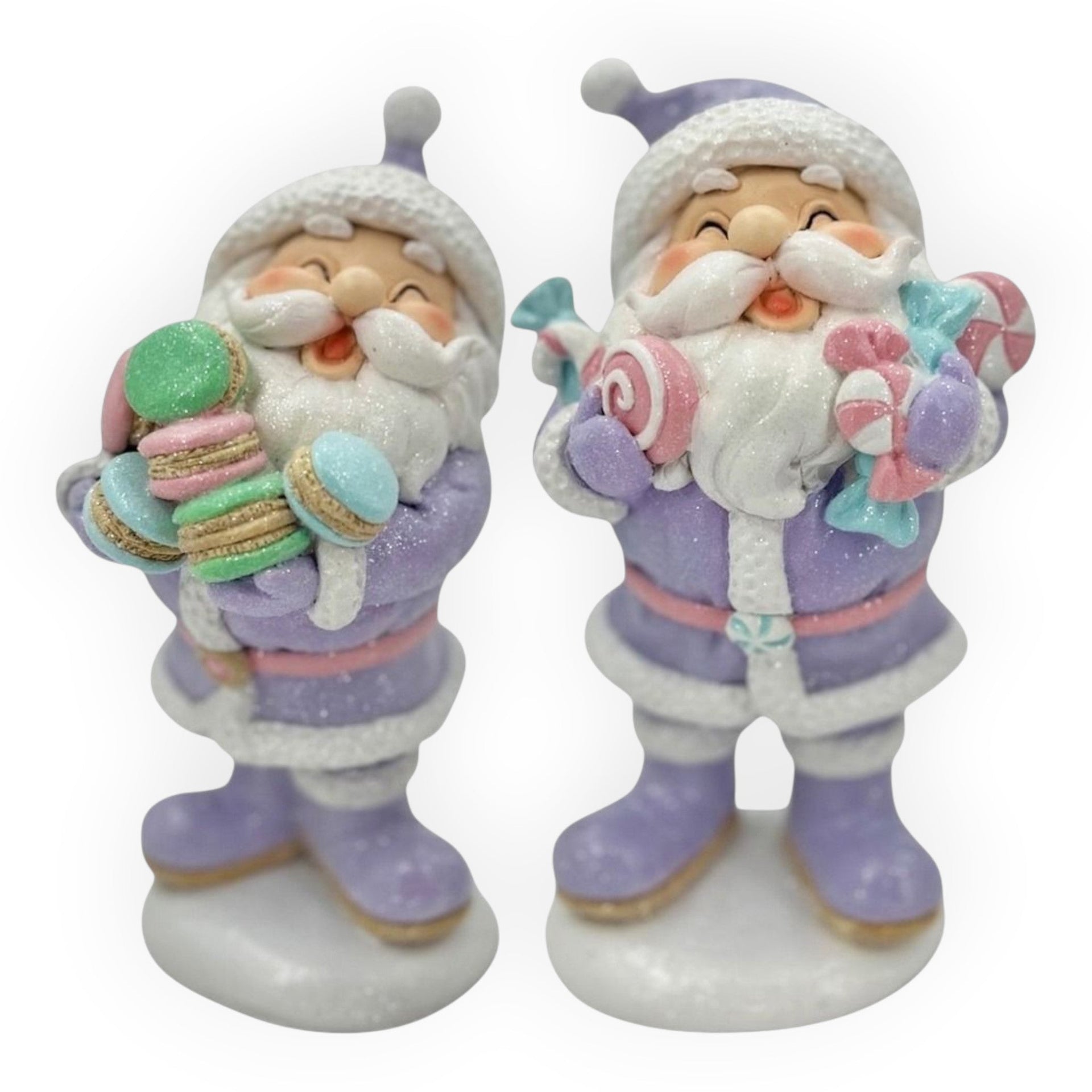 Pastel Purple Santa Decorations - Assorted