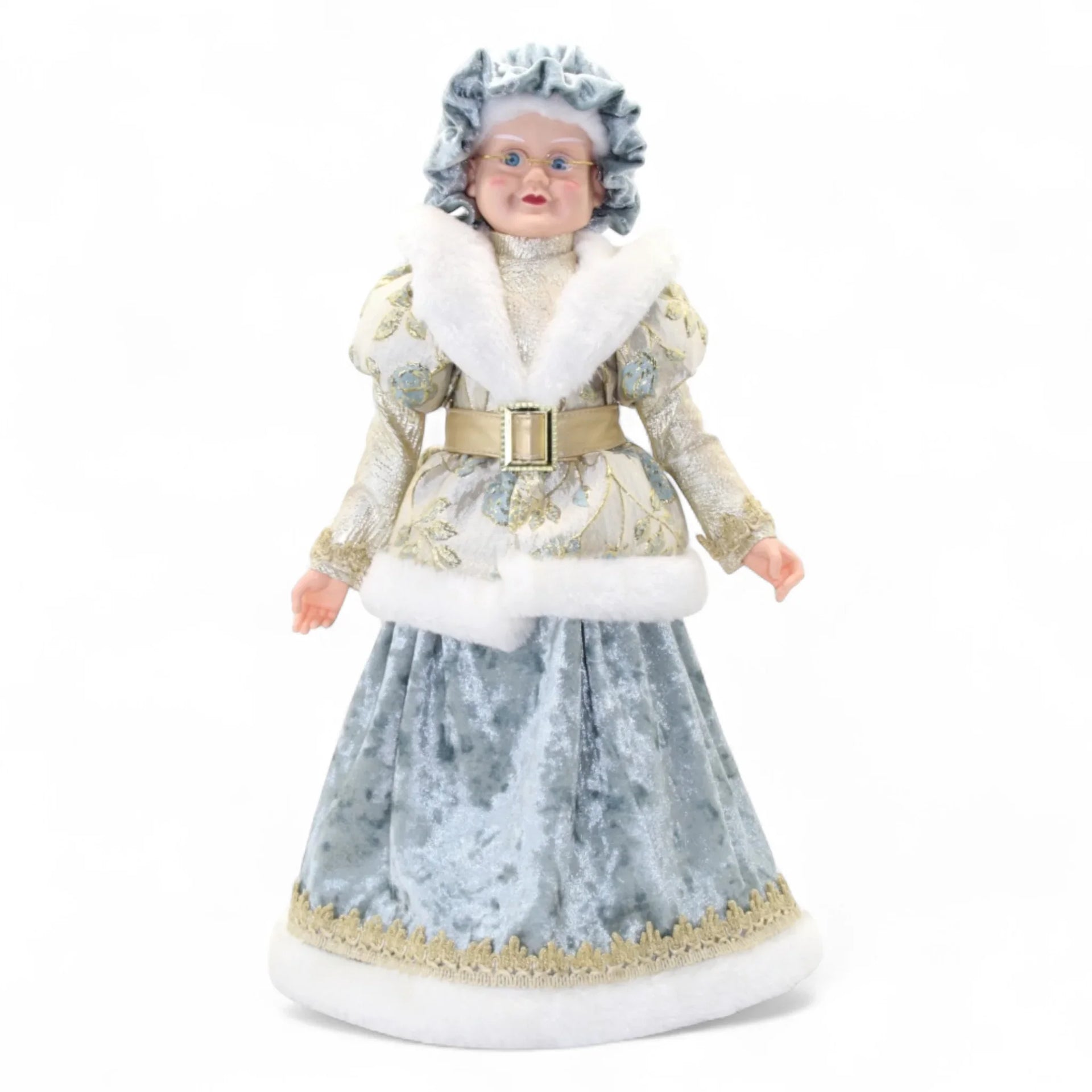 Floral Mrs Claus Blue & Gold 45cm