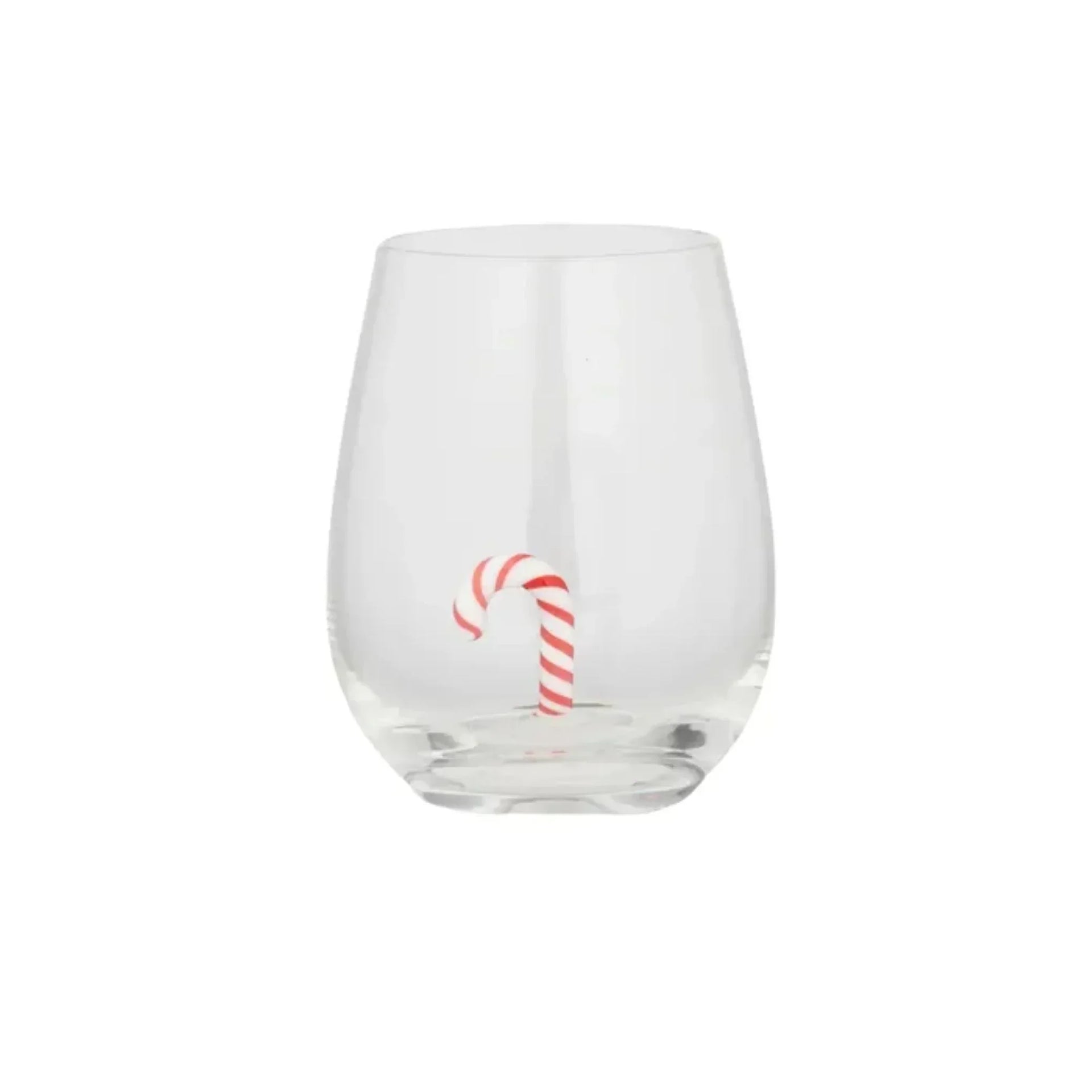 Clear glass with red and white candy cane design, festive holiday home decor