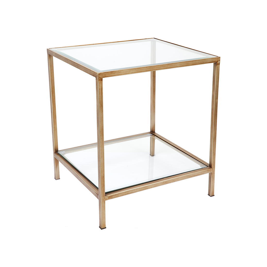 Cocktail Glass Square Side Table - Antique Gold