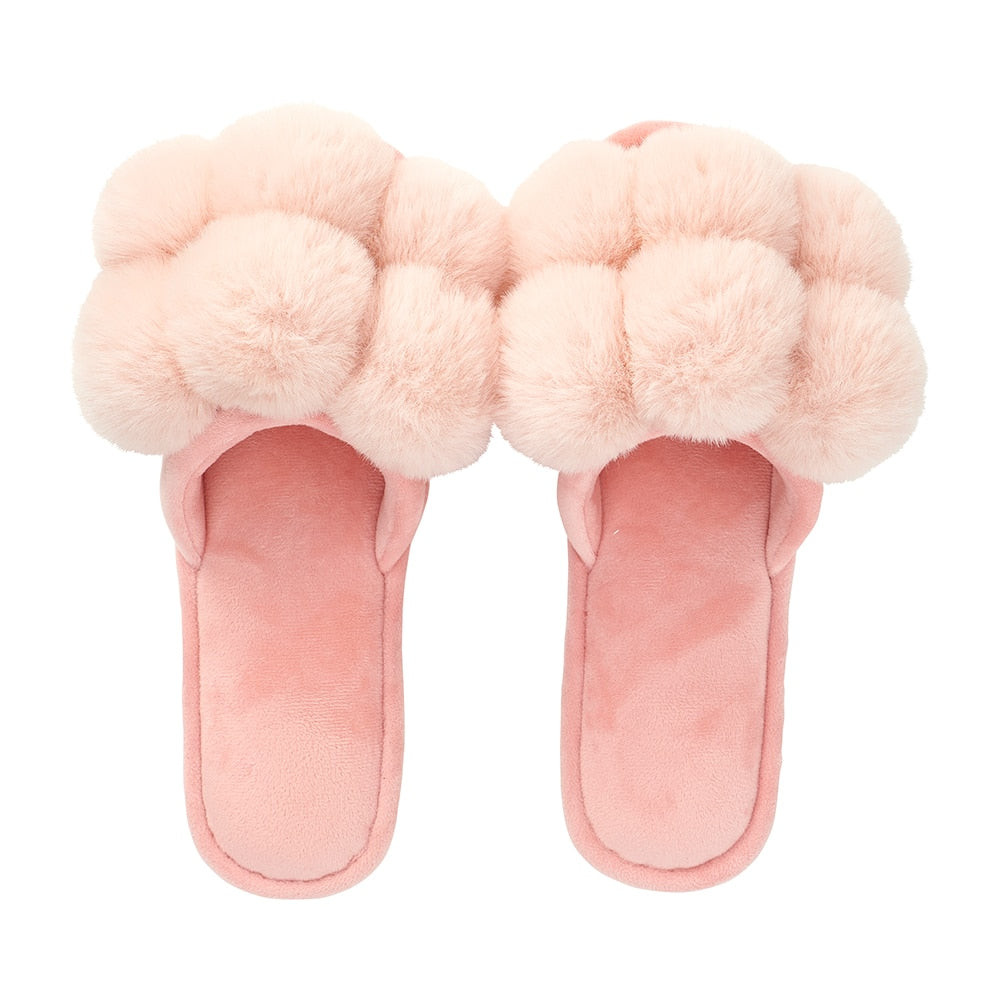 Pom Pom Slippers – Cosy Luxe – Pink Petal