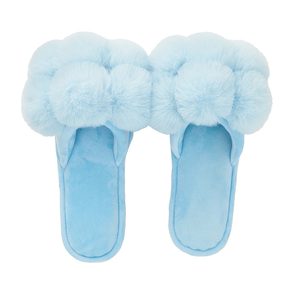 Pom Pom Slippers – Cosy Luxe – Sky Blue