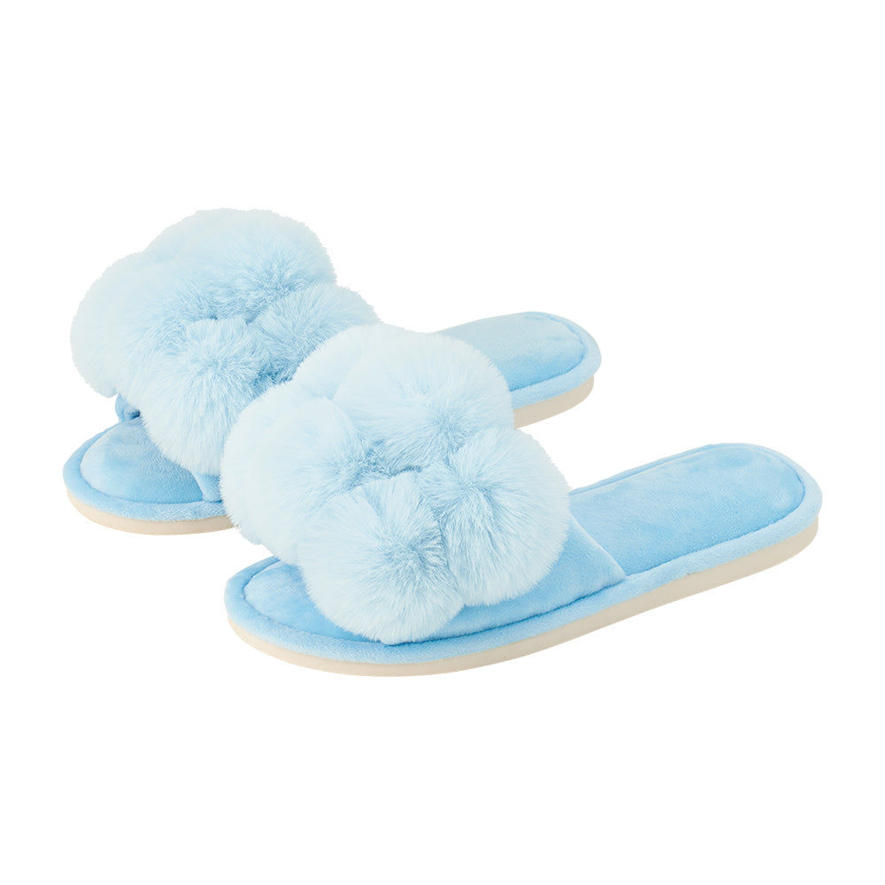 Pom Pom Slippers – Cosy Luxe – Sky Blue