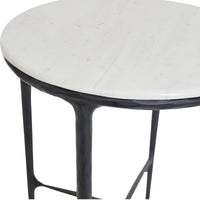 Heston Round Marble Side Table - Black