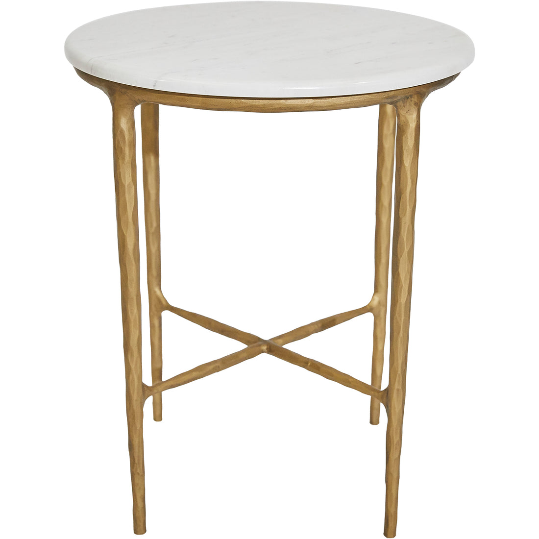 Heston Round Marble Side Table - Brass