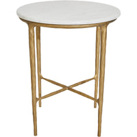 Heston Round Marble Side Table - Brass