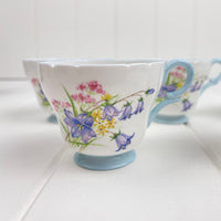 Shelley Vintage Wild Flowers 13668 Demitasse (Coffee) Cups x 3