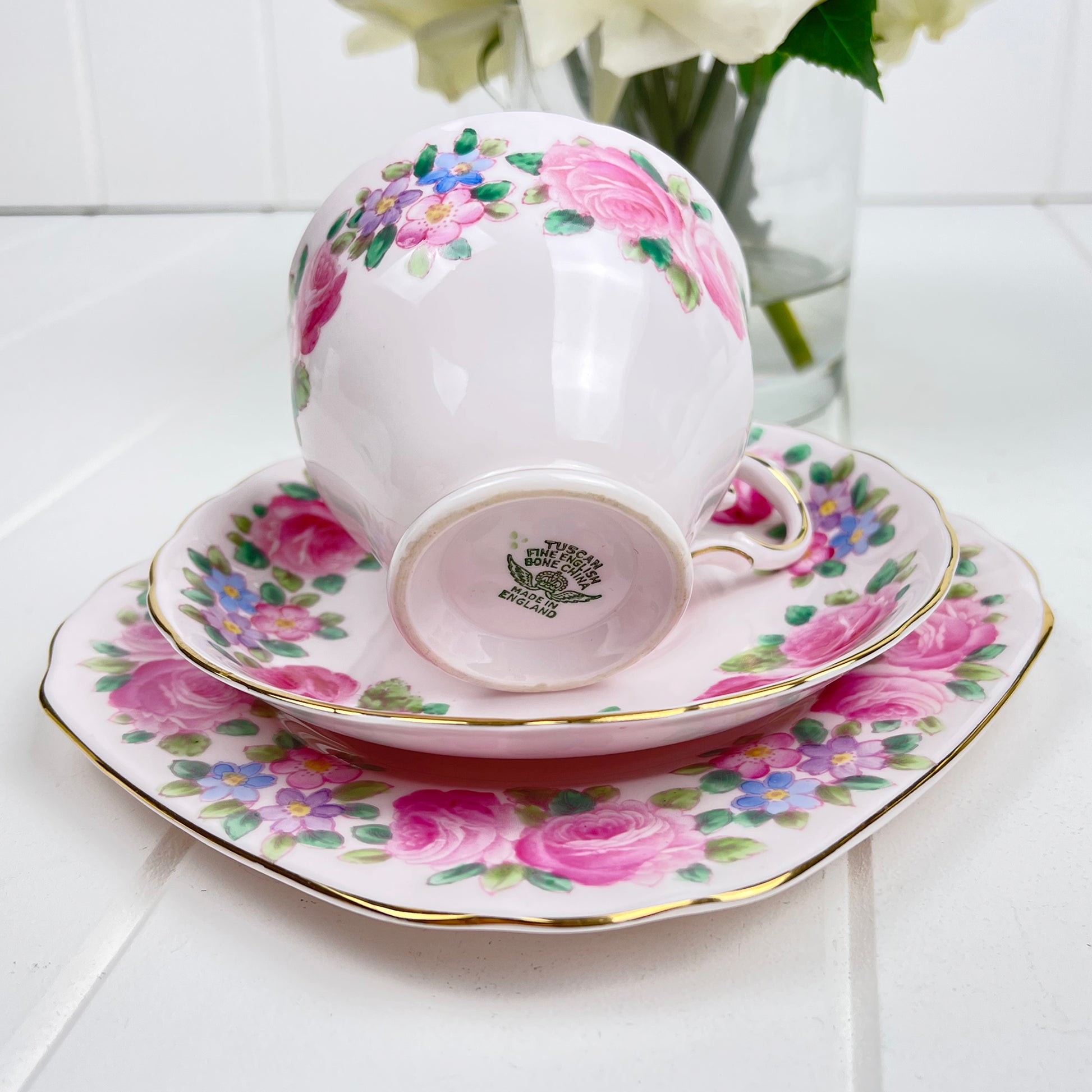 Tuscan Vintage Pink Rose Trio