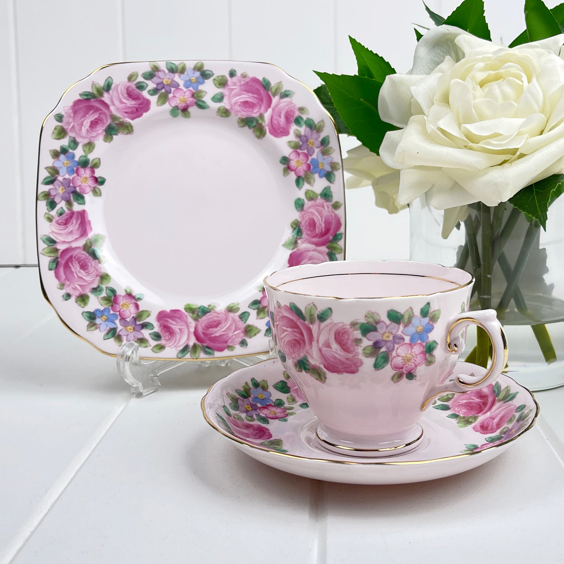 Tuscan Vintage Pink Rose Trio