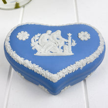 Load image into Gallery viewer, Wedgewood Vintage Blue Jasperware Heart Trinket Box with Lid
